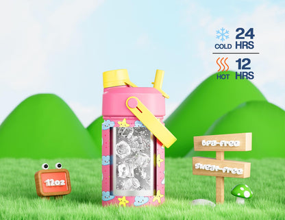 20 oz O2COOL Mist 'N Sip Water Bottle, 2-in-1 Mist and Sip, No-Leak Pull Top Spout, Reusable Sports Bottle, Celestial Purple