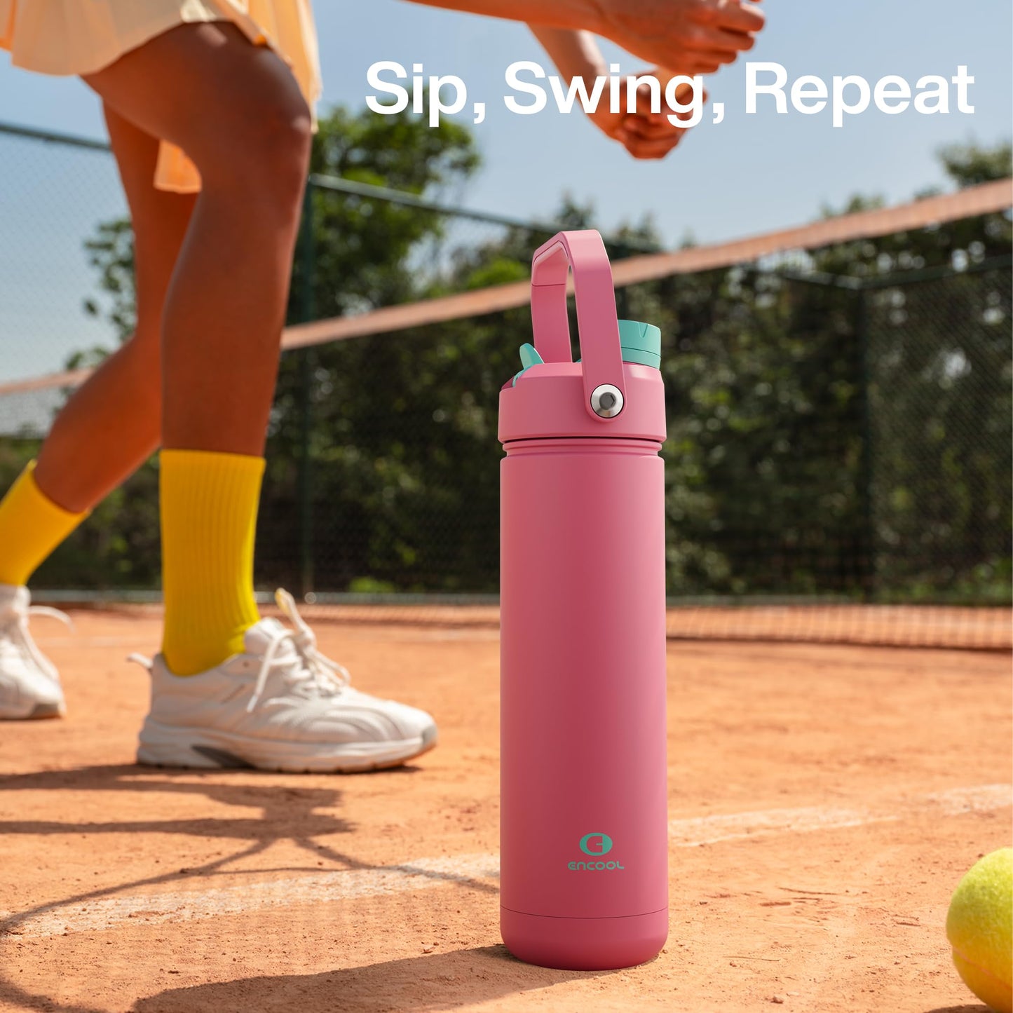 40 oz Insulated Stainless Steel Water Bottle with Two-Way Spout, Built-In Straw, Bucket Handle, BPA-Free, Leak-Proof, E