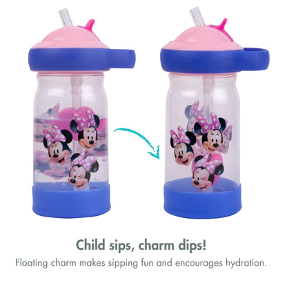The First Years Disney Minnie Mouse Sip & See Kids Water Bottle – 12 oz Spill-Proof Toddler Cup