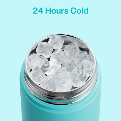 12 oz Kids Insulated Stainless Steel Water Bottle with Straw, Dual Spouts, Leak-Proof, BPA-Free, Cold 24H for Sports, Travel, School, Cotton Candy