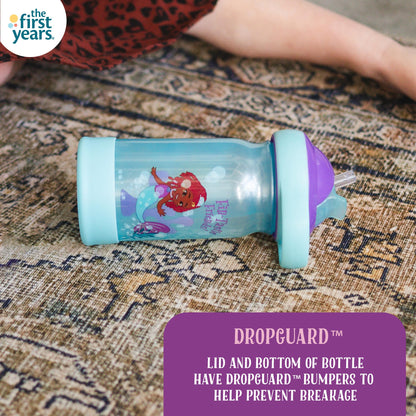 The First Years Disney Ariel Toddler Water Bottle - Spill Proof Disney Princess Water Bottles with Protective DropGuard - Disney Gifts for Toddlers - 12 Oz - Ages 2 Years and Up