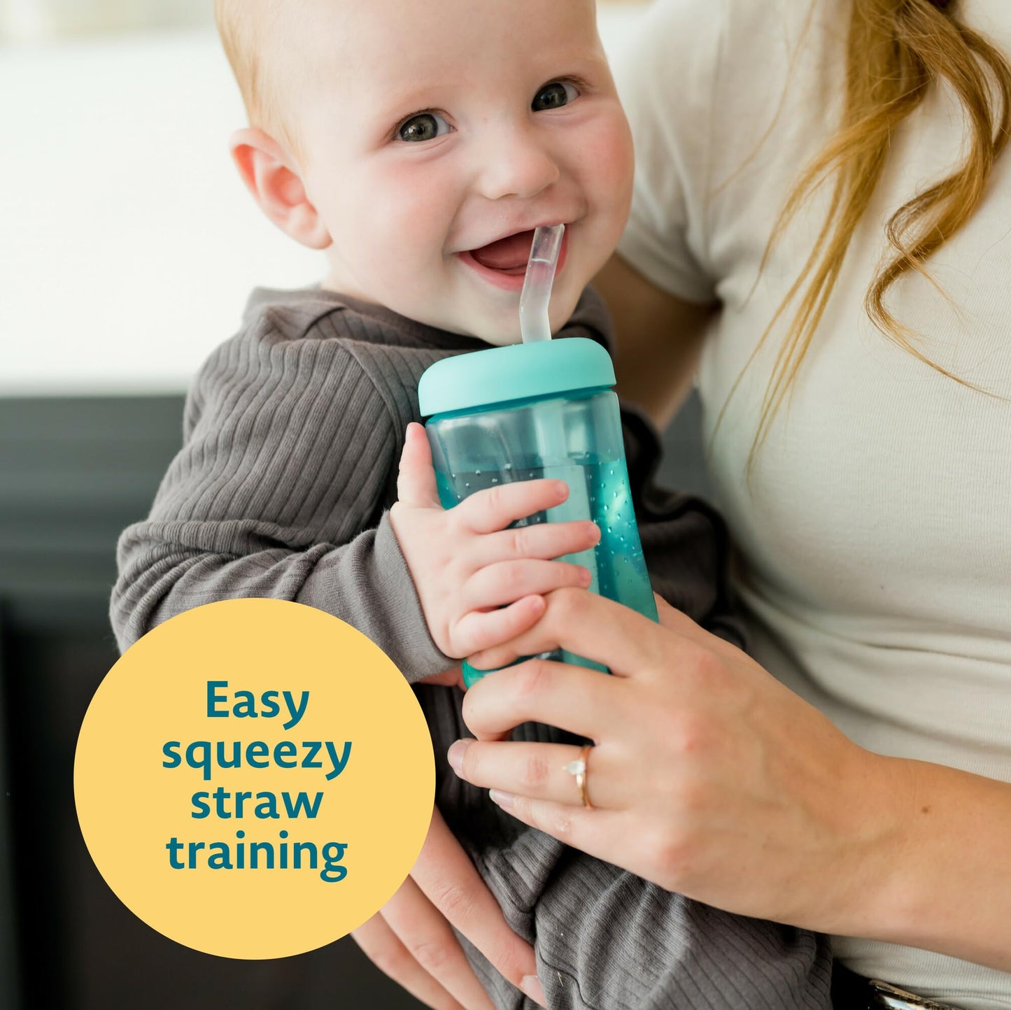 3 Pack 7 oz The First Years Squeeze & Sip Toddler Straw Cups, Squeezable Transition Sippy Cups with Silicone Straw, Ages 6 Months+