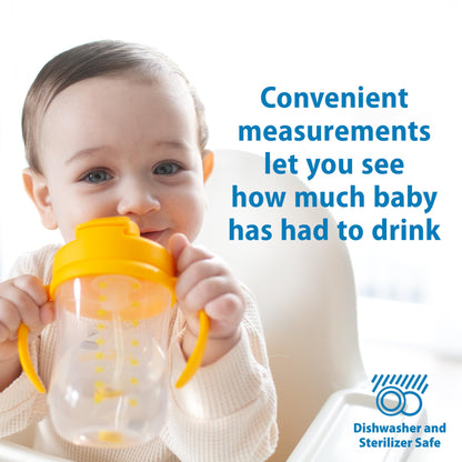 Dr. Brown's Milestones Baby's First Straw Cup – Training Cup with Weighted Straw, 9 oz/270 mL, Vintage Yellow, BPA-Free, for Babies 6 Months+