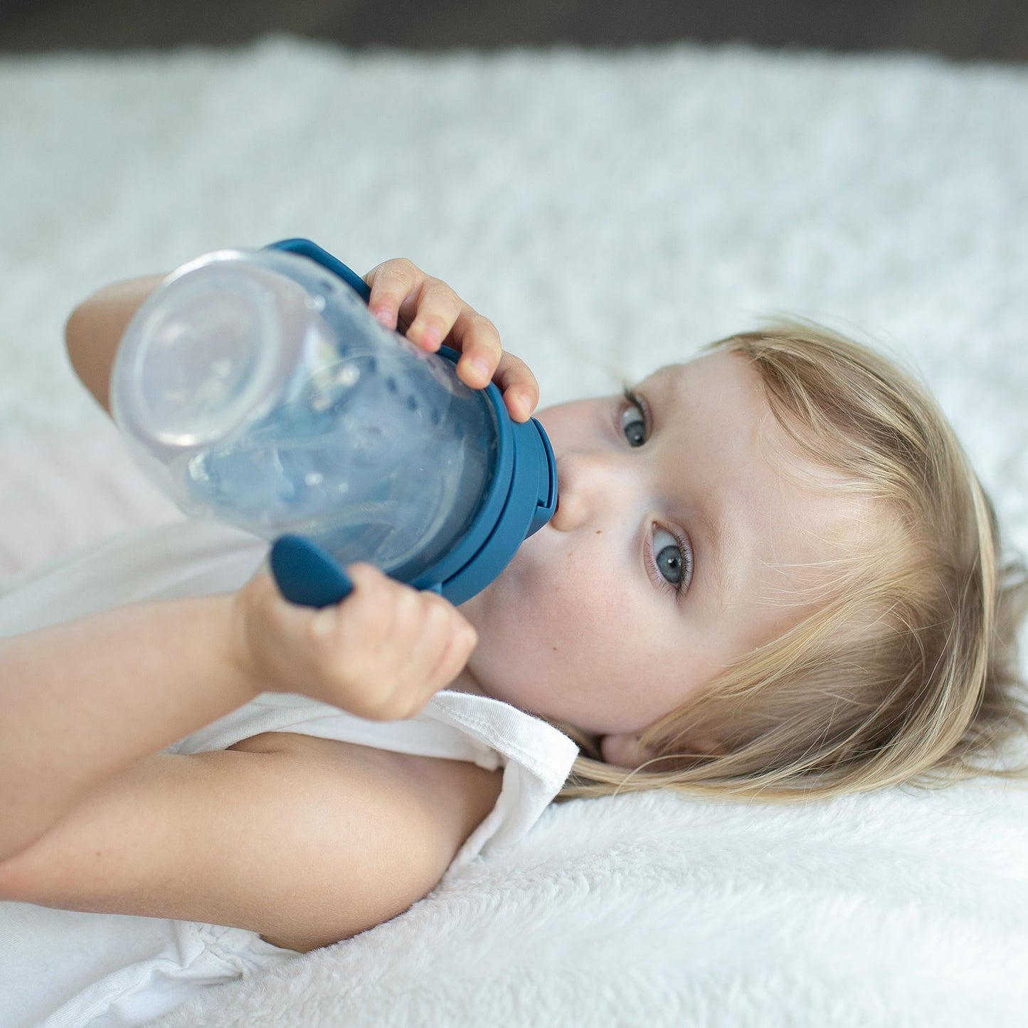 Dr. Brown's Milestones Baby's First Straw Cup – 9 oz/270 mL Training Cup with Weighted Straw, BPA-Free, Dark Blue, for Babies 6 Months+