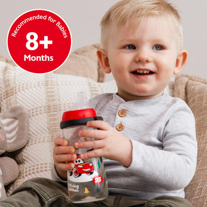 NUK Active Sippy Cup, 10 oz, 2-Pack – Disney’s Cars Lightning McQueen Design, BPA-Free, Spill-Proof Transition Cup