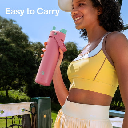 40 oz Insulated Stainless Steel Water Bottle with Two-Way Spout, Built-In Straw, Bucket Handle, BPA-Free, Leak-Proof, E