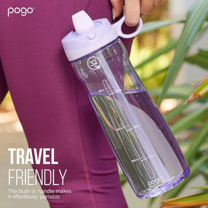 Pogo Plastic Water Bottle with Straw Lid and Carry Handle, Reusable, BPA-Free, Dishwasher Safe, Travel, School, Outdoors, Gym, 32 oz & 40 oz