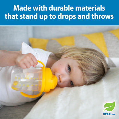 Dr. Brown's Milestones Baby's First Straw Cup – Training Cup with Weighted Straw, 9 oz/270 mL, Vintage Yellow, BPA-Free, for Babies 6 Months+