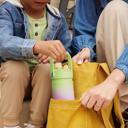 40 oz Insulated Stainless Steel Water Bottle with Two-Way Spout, Built-In Straw, Bucket Handle, BPA-Free, Leak-Proof, Daybreak