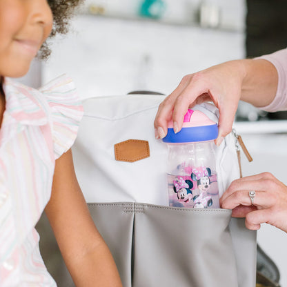 The First Years Disney Minnie Mouse Sip & See Kids Water Bottle – 12 oz Spill-Proof Toddler Cup